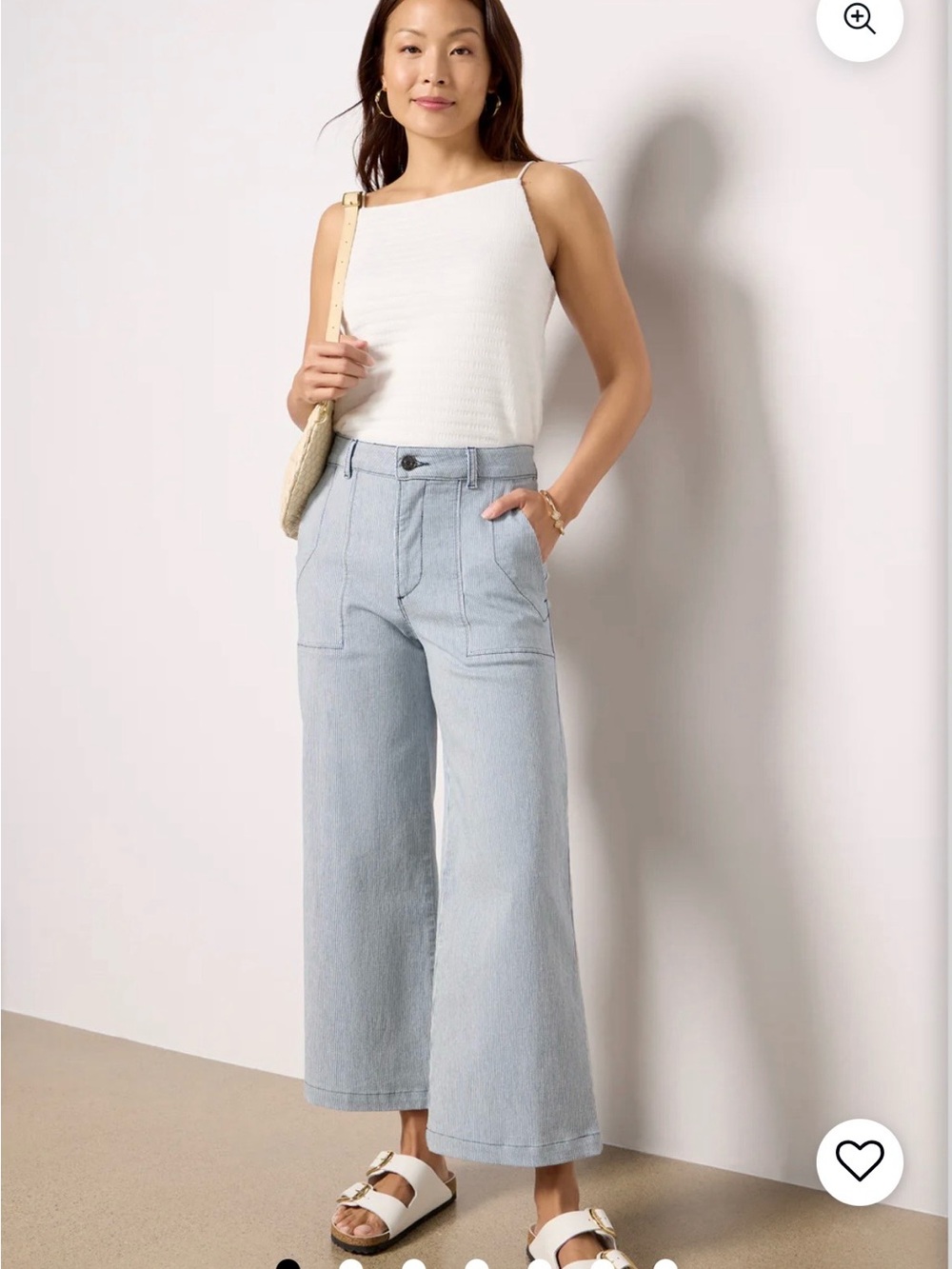 KUT Wide Leg High-Rise Jeans in Light Blue and White Stripe
